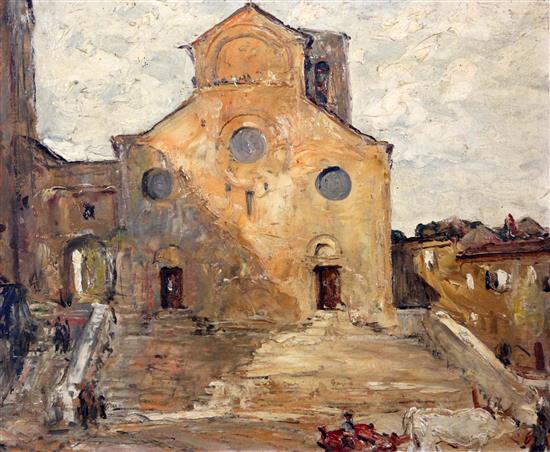 Alexander Jamieson (1873-1937) Street scenes and church, San Gimignano, 14.5 x 17.5in.